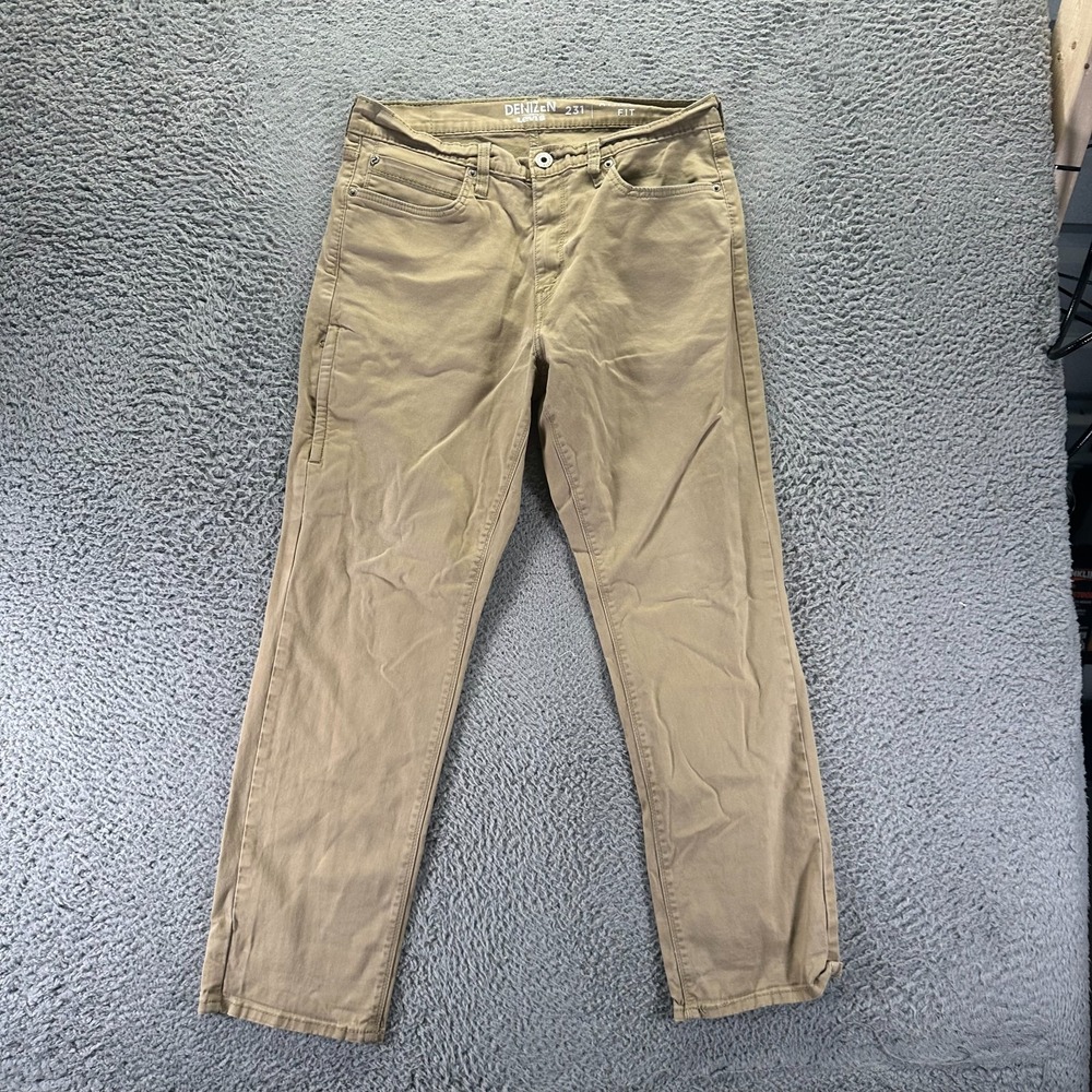 Denizen From Levi's 231 Pant Men 33x28 Beige Cotton Khakis Straight Athletic-Fit